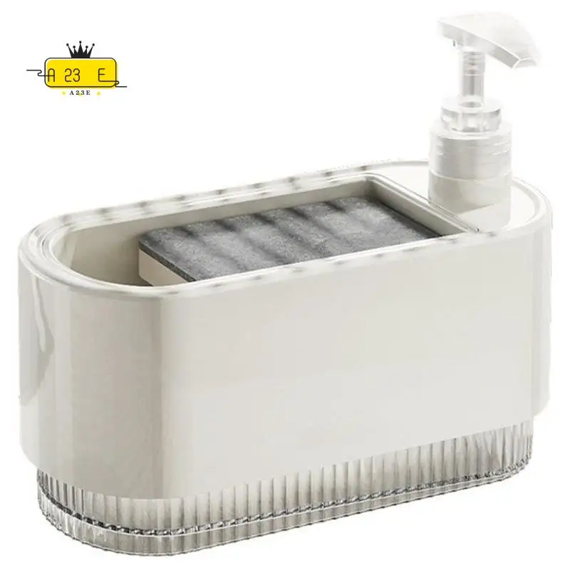 A23E-2-In-1 Countertop Soap Pump Dispenser For Kitchen Sink, Hand & Dish Soap Dispenser Set With Sponge Holder Organizer