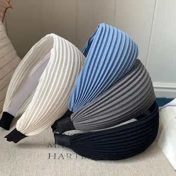 全新復古寬褶雪紡布髮帶 簡約純色高冠髮箍 女士防滑髮箍頭巾配件 10 最佳銷售 超寬頻 - №8