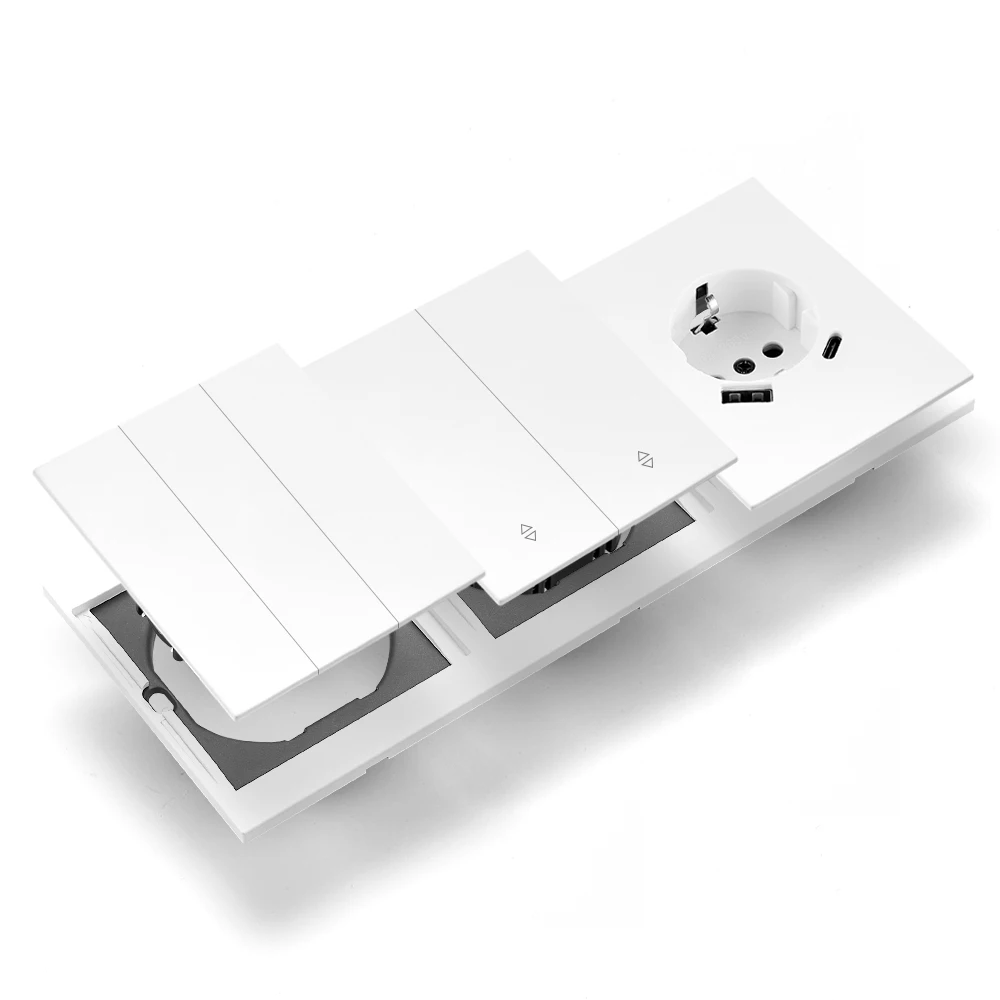 Skin Sensation USB A+C Power Sockets Embedded Wall Socket Rocker Switch Skin Feel Paint Integrated Panel Button Light Switch