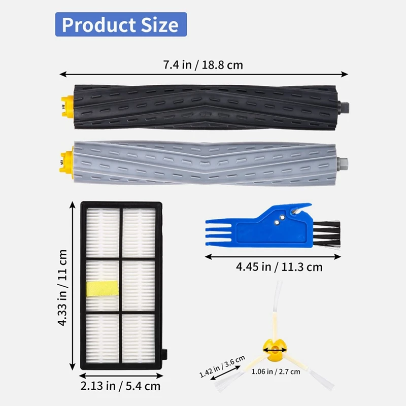 Spare Parts Accessories For Irobot Roomba 800 900 Series,Vacuum Cleaner Kit For Roomba, Rubber Brush, Filter, Side Brush