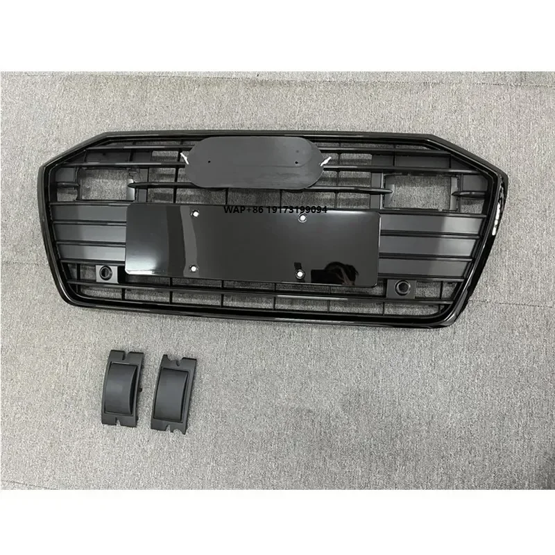 

Black Car Front Bumper Grille Racing Grill with ACC Hole For A-udi A6 C8 2019 2020 2021 2022 Upgrade S6 Car Auto Parts