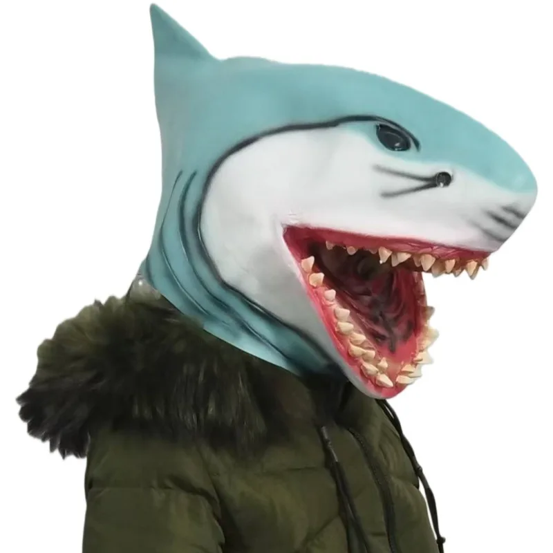 Le Cool New Headgear Party Latex Man-eating Tiger Shark Horror Mask view 3