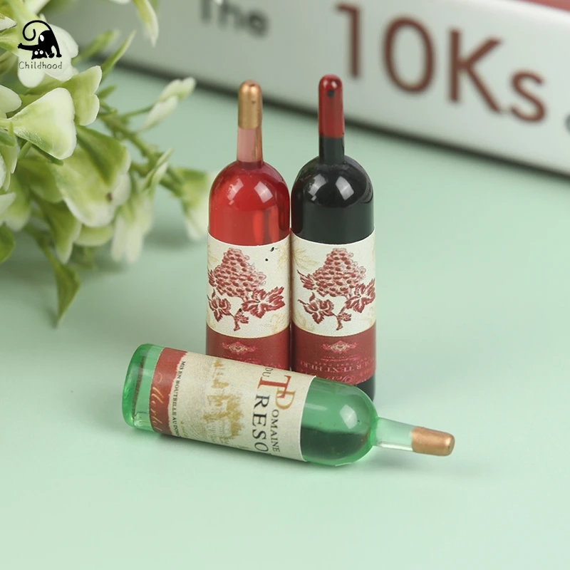 1/12 Miniature Wine Bottles With cup Kitchen Accessories Simulation Drinks Model Toys For Doll House Decoration