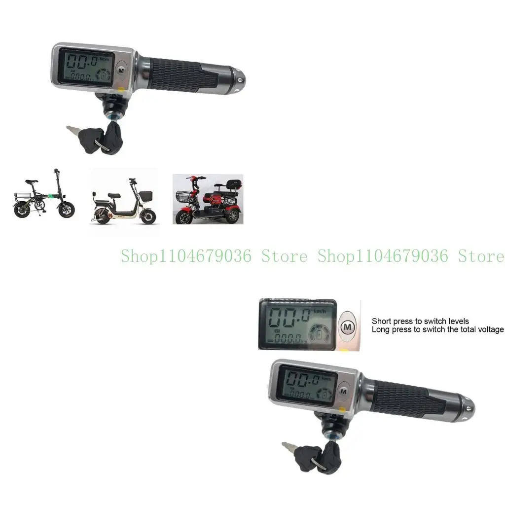 

652F 36V/48V/60V LCD Display Panel Thumb Throttle for Key Switch Lock with Odometer for Electric Bike/Scooter/Ebike