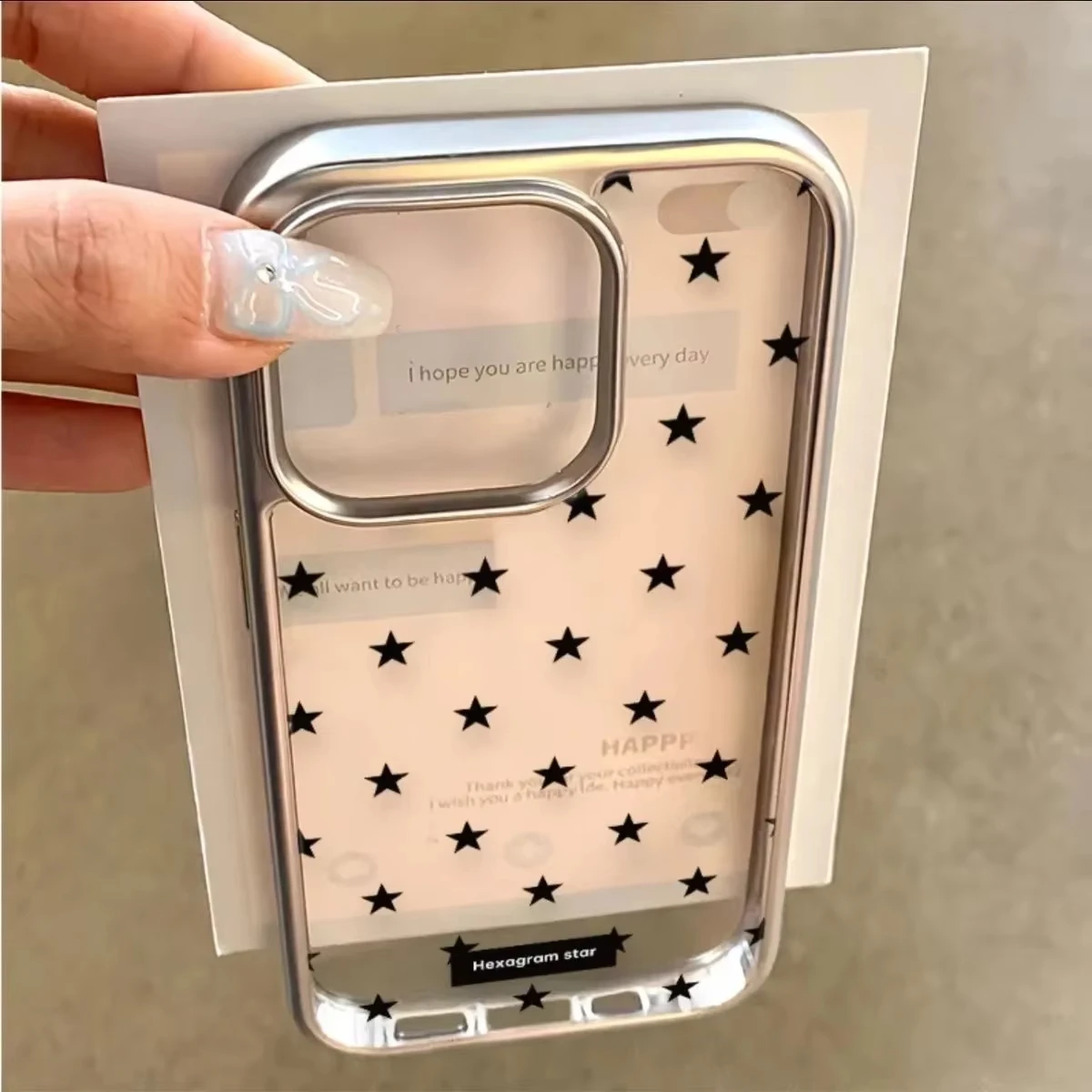 Ins Korean Full Screen Black Stars Phone Case For iPhone 17 Air 16 Promax 15 14 13 12 11 Pro MAX XR XSMAX 78Plus Y2K Soft Cover - view 2