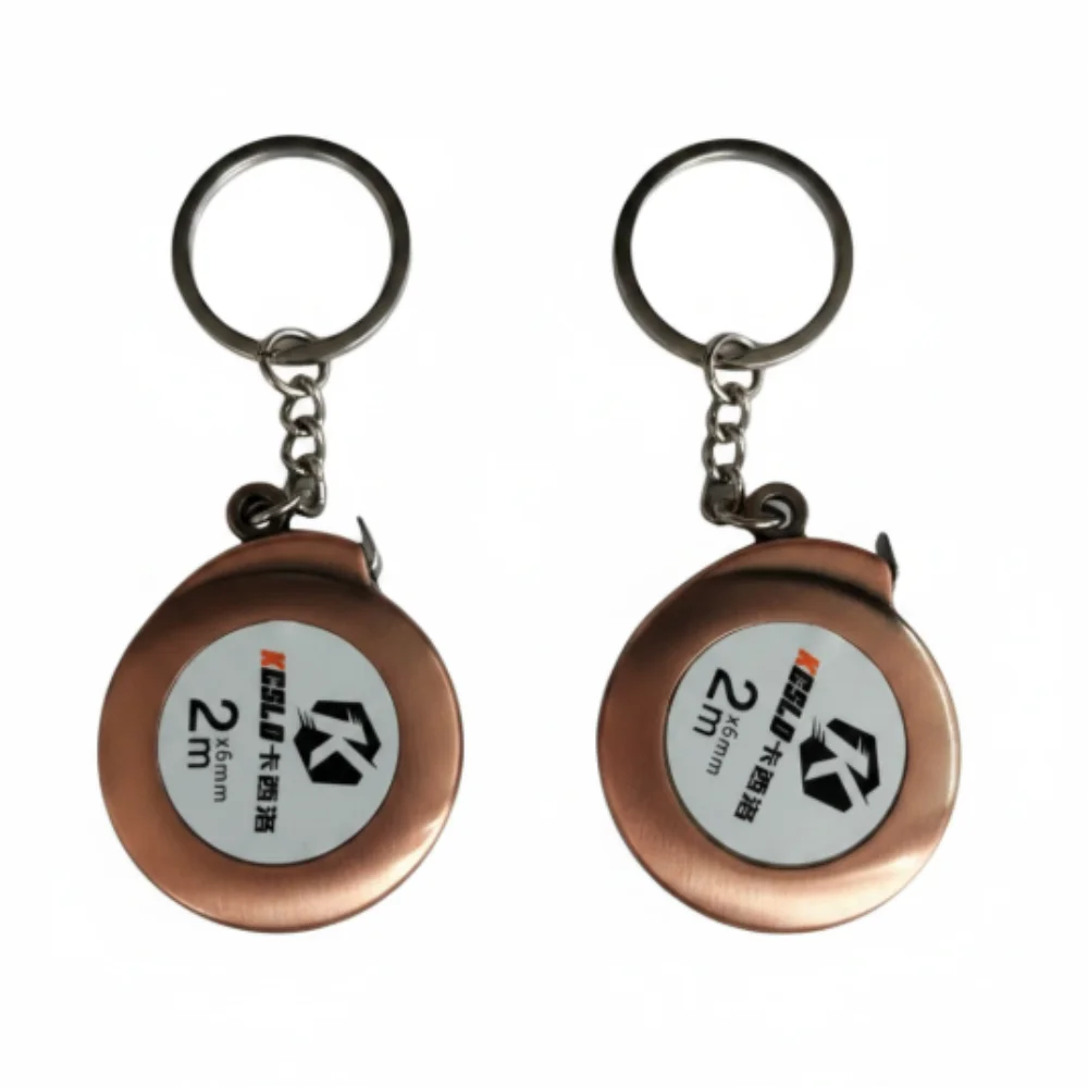 2pcs 2m Length Mini Tape Measure 6mm Width Portable Design Pocket Measuring Tape With Carabiner Clear Scale