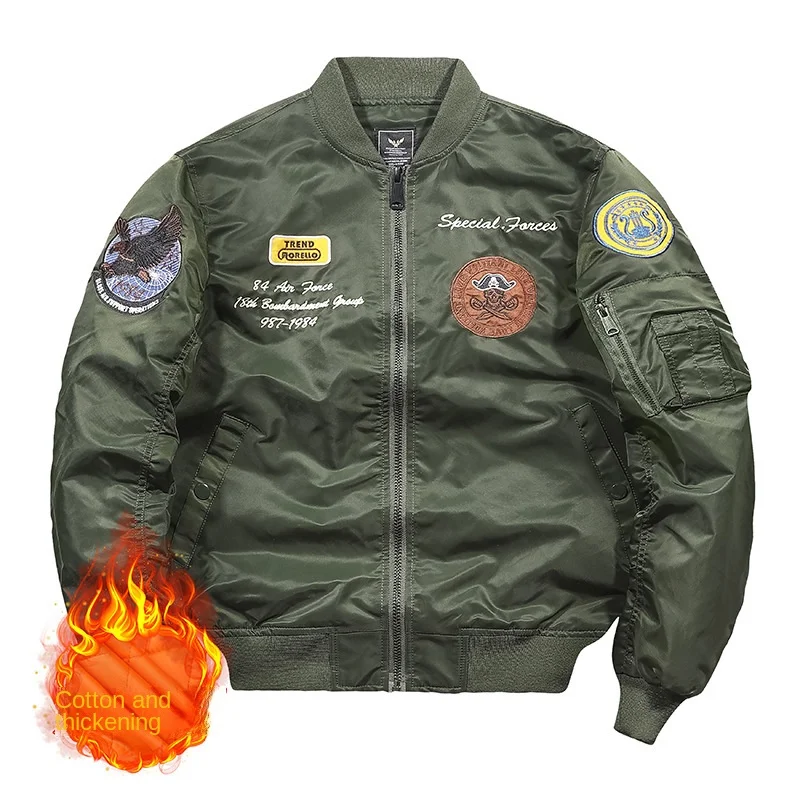 

Autumn Winter Bomber Jacket Mens Air Force MA 1 TANK Embroidery Military Baseball Coat Thick Warm Tooling Tactical Pilot Outwear