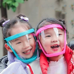 Kids Full Face Integrated Protective Face Shield Windproof Goggles Anti Fog Transparent Dust Mask Isolation Soft Rubber Glasses