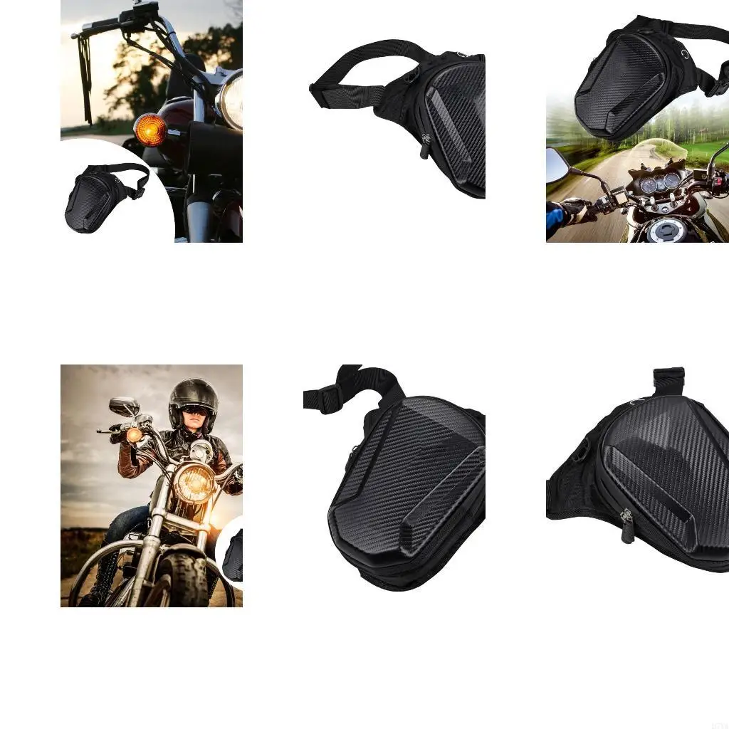 Motorcycle Leg Bag Woven Fabric Thigh with Structured Shell and Side Carry D7YA