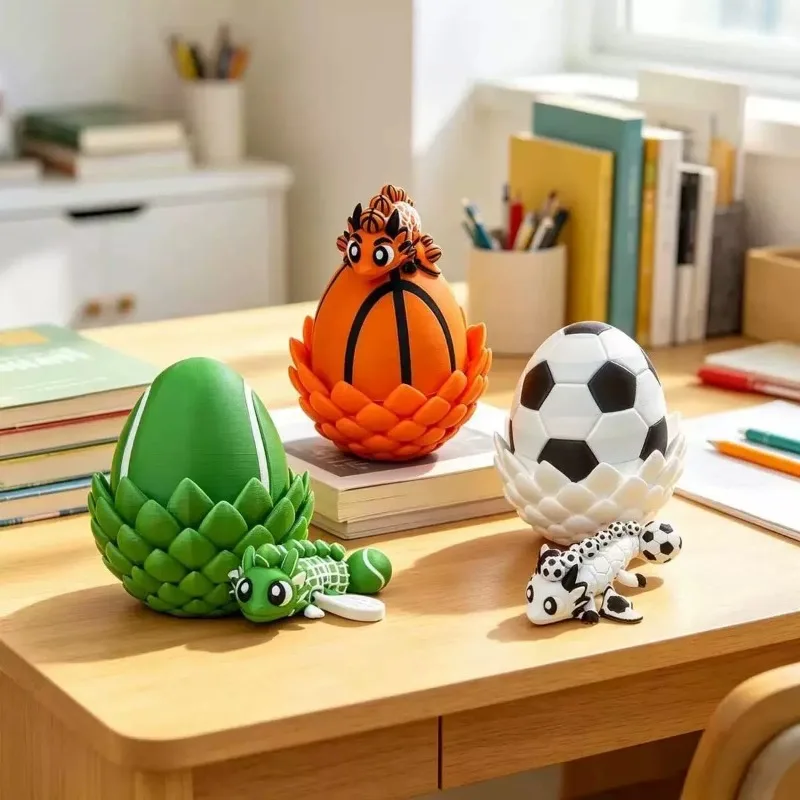 

Complete Set Sports Popular Theme Football Dragon & Dragon Egg Adjustable Pose 3D Printed Ornament Multi Scene Decor Art Gift
