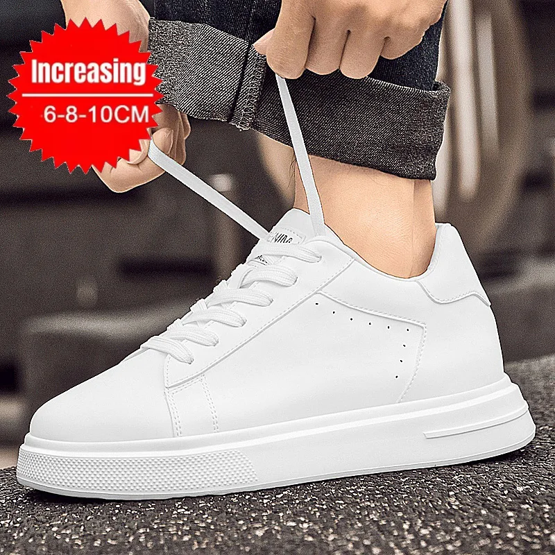

6cm 8cm 10cm White Elevator Shoes Men Lifting Board Shoes Mens Platform Male Sneakers Hidden Height Increase Sports Casual Shoes