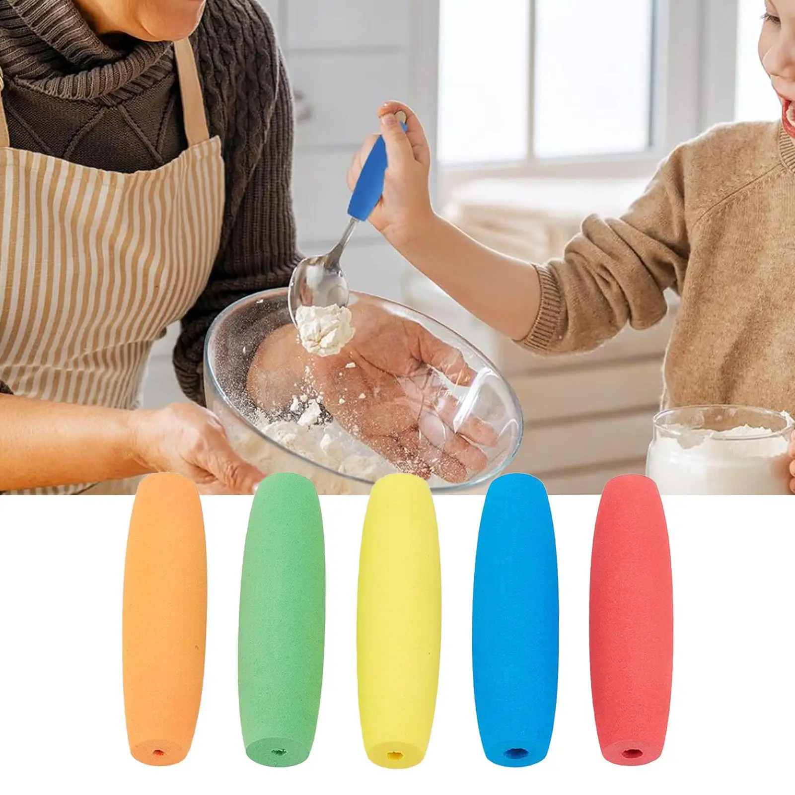 Foam Tubing for Handle Grip 10 Pieces Anti-Slip Comfortable Foam Handle Kids Spoon Utensil Grip Aid for Elderly Disabled Adults view 5