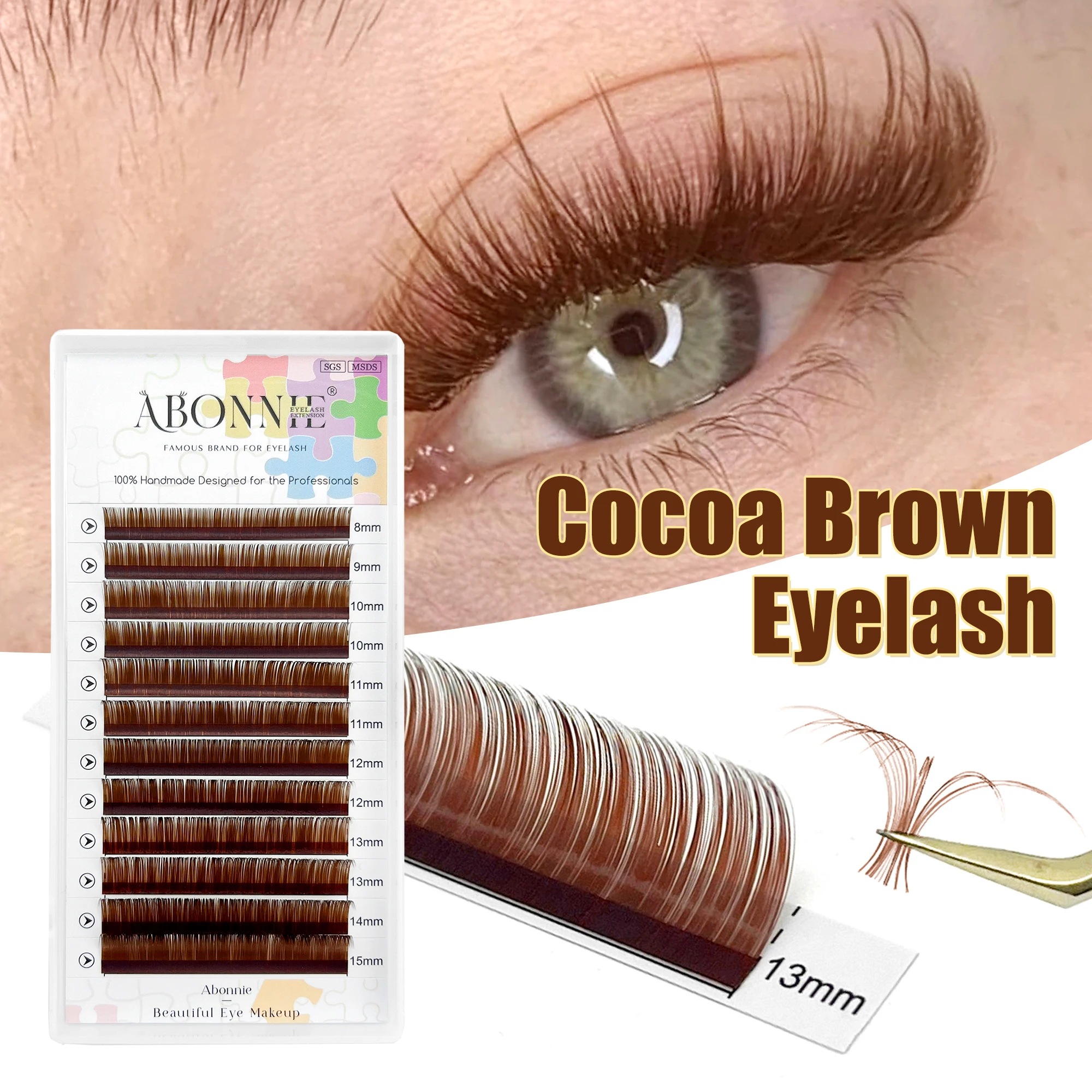 

Abonnie Cocoa Brown Наращивание ресниц C CC D Норковые индивидуальные красочные наращивания ресниц Коричневый цвет Натуральные мягкие ресницы