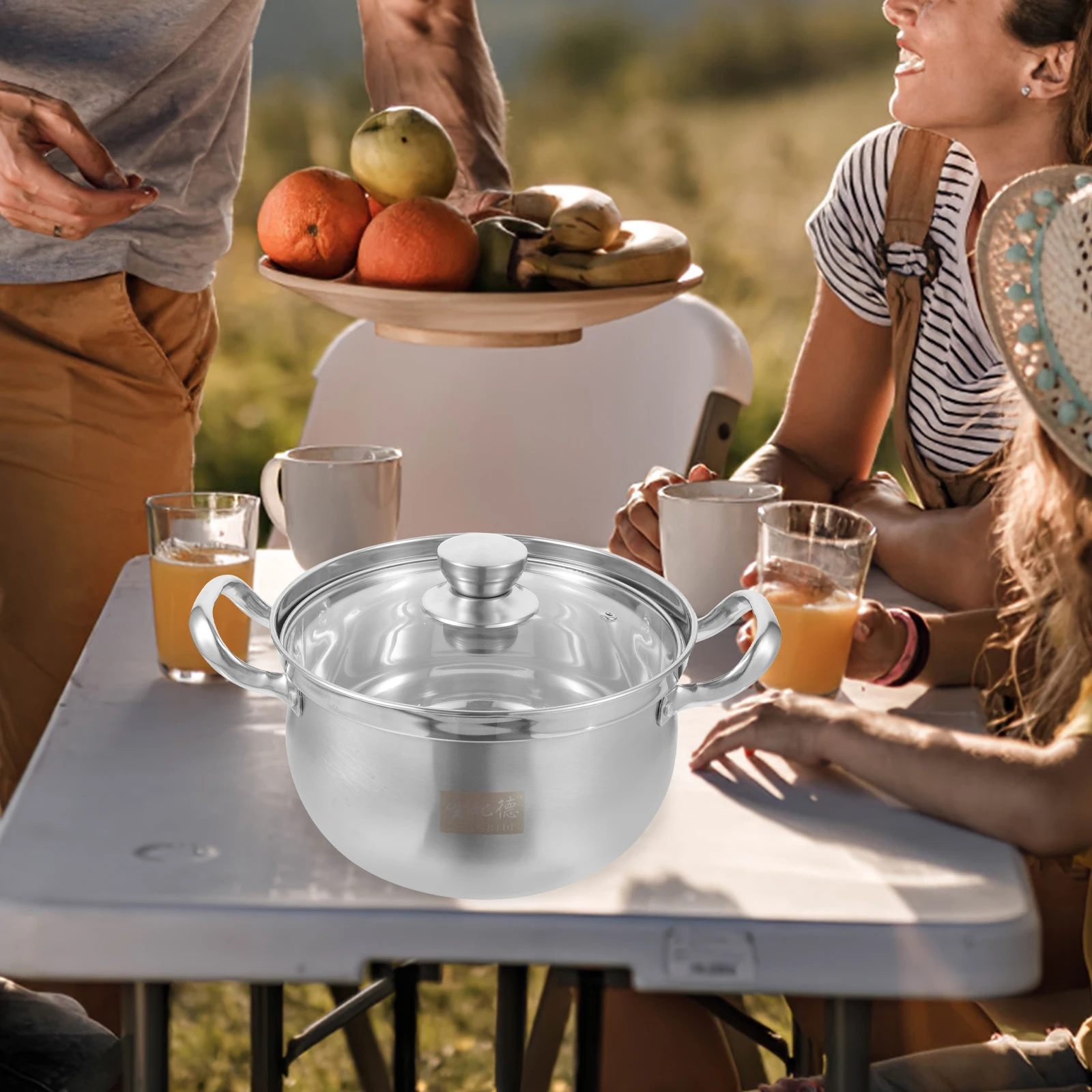 

Stainless Steel Soup Multi-Functional Cooking Pot With Lid Heat Resistant Stockpot Household Kitchen Cookware Food