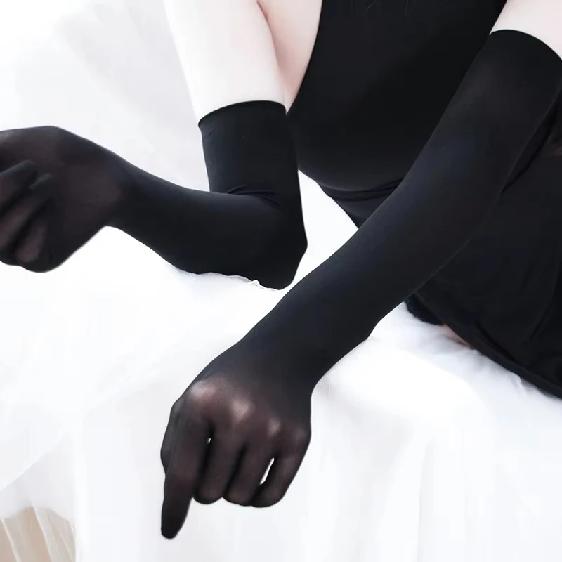 Solid Nylon Ultra-thin Seamless Sexy High Elasticity Tight Stocking Gloves Long Sunscreen Women Dance Party Night Club Cosplay