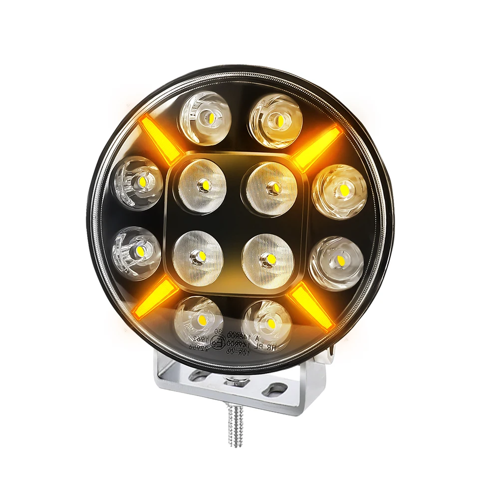 UN 9 Inch Truck Spotlight 6000 k Wit Full LED Amber Mistlamp Stroboscooplicht Truck Rijden Licht 12 V 24 V voor Offroad CarIP68