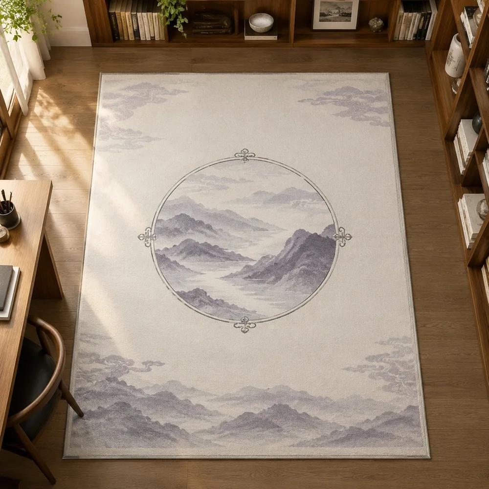 VIKAMA Floor Carpet Off White Cloud Sea Layer Marble Soft Washable Study Sitting Room Fireplace Side Table Home Decoration