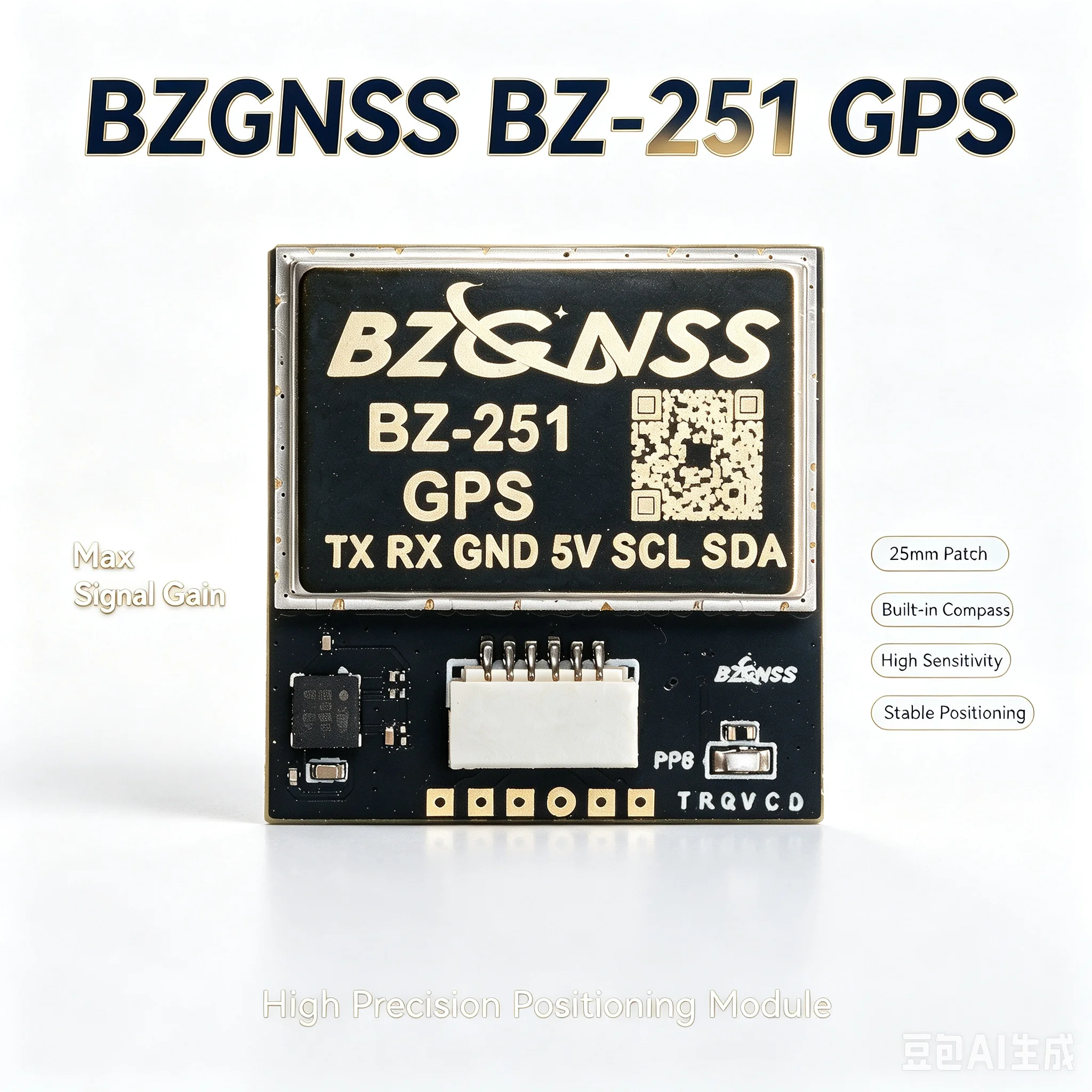 BZGNSS BZ-251 FPV GPS Module with QMC5883 Compass BN-880 Alternative 5V 115200 10Hz 72CH NMEA UBX for F405 F722 Fixed Wing Drone