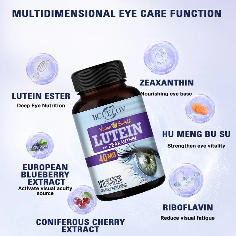 Lutein Bilberry Eye Care + Zeaxanthin Supplement, 120 Capsules (Improves sharp vision, reduces glare, and promotes macular healt