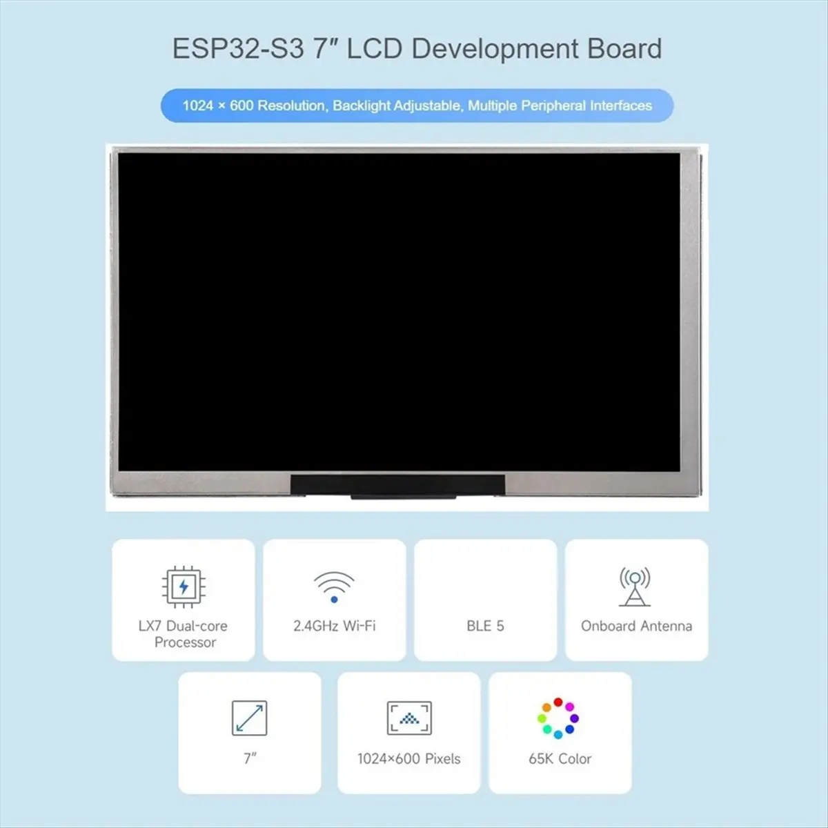 L73A NEW - 7inch Display Development Board Type B, with Display, 1024x600, 32-Bit LX7 Dual-Core