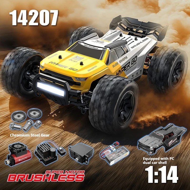 MJX HYPER GO 1:14 Brushless 14207 Remote Control Car 51KM/H High-Speed Off-Road Vehicle Double Shell Cost-Effective Climbing Car