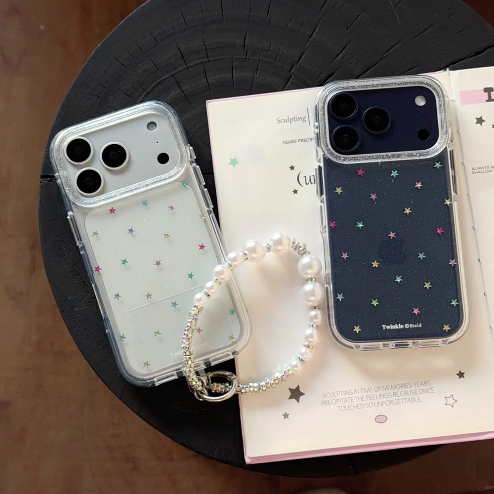 Glitzernde, glänzende Sterne, IMD-Transparente Rückseite für iPhone 17 16 18 Pro Max 13 14 15 Promax, INS-Schutz, stoßfeste Handyhülle – Detail 7