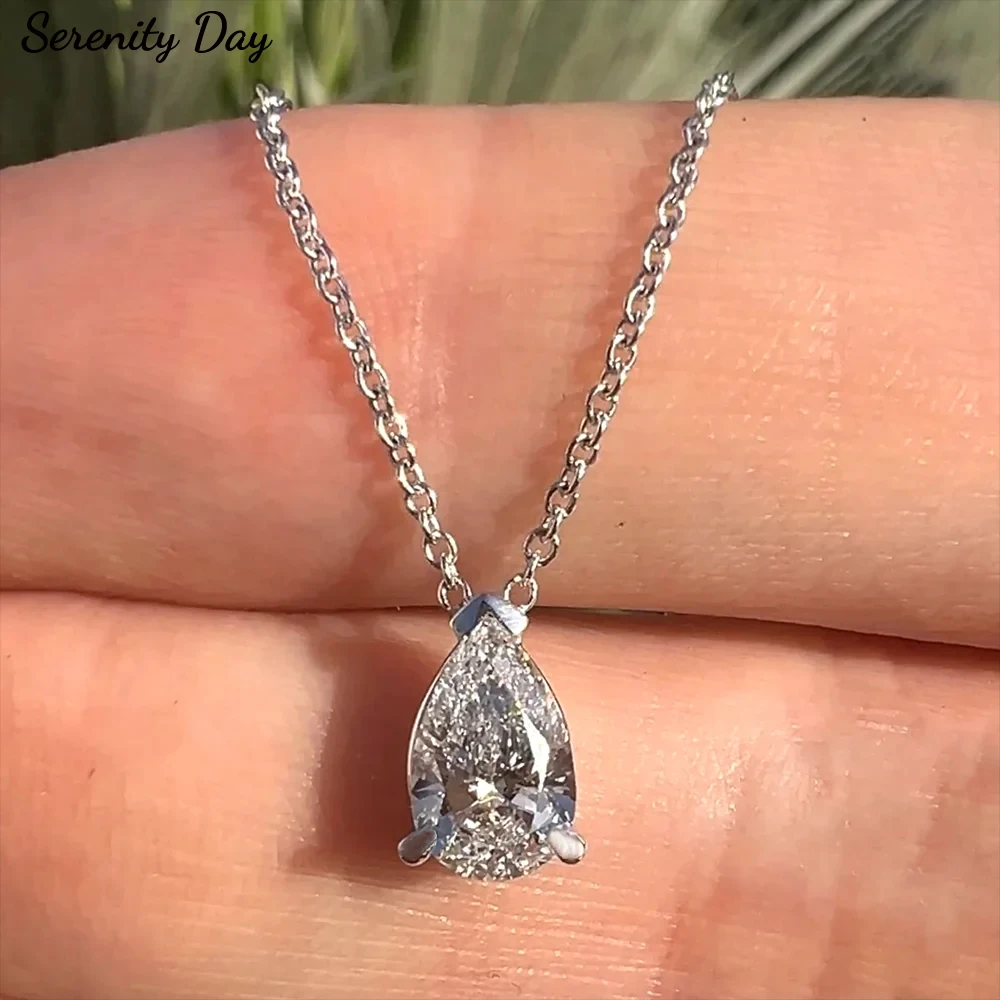 

Serenty 1-4 карата грушевидной огранки D VVS1 муассанит ожерелье для женщин подарок чистый S925 стерлингового серебра кулон с каплями воды шейная цепочка ювелирные изделия