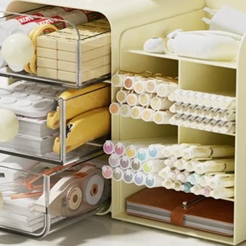 

Large Capacity Multi-Layer Pen Container Desk Organizer With Slanted Insert Multifunctional Storage Box For Office Supplies