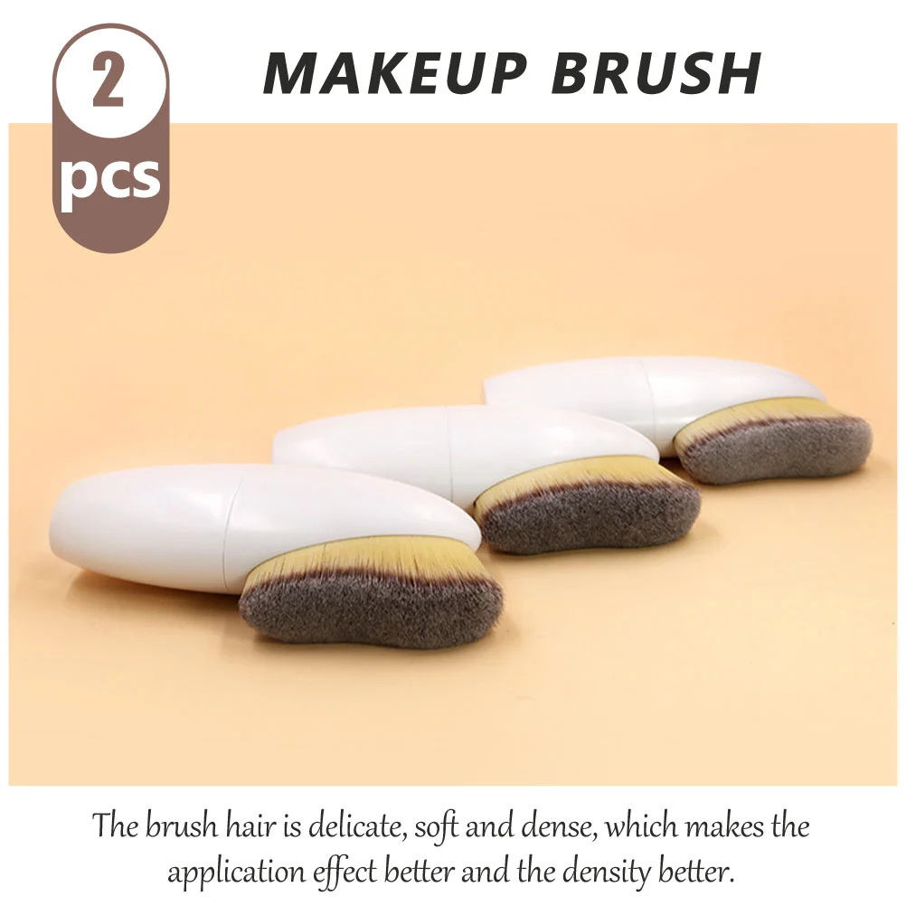 2 Pcs Makeup Brushes Set Premium Fiber Plastic ABS Face Beauty Tools Concealer Foundation Powder Blush Eyeshadow Delicate Dense