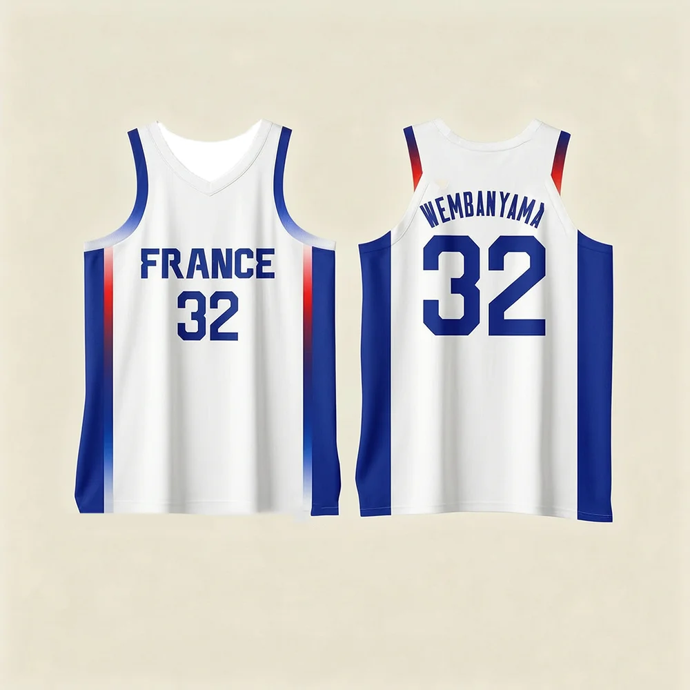 Men's and Women's France Basketball Jerseys WEMBANYAMA Breathable Quick Drying Outdoor Sportswear for Children