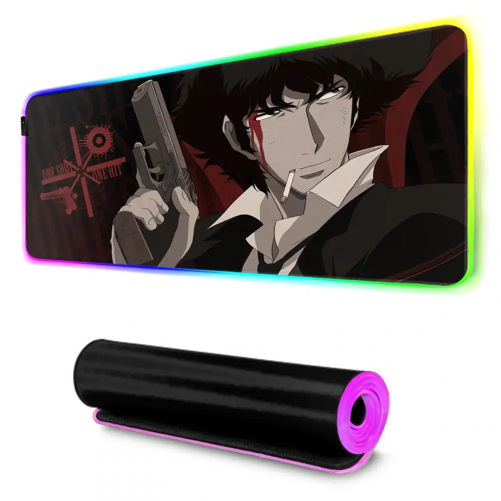 Cowboy Bebop Mouse Pad Gamer Rgb Desk Mat Back Light Led Mousepad Setup Gaming Accessories Deskmat Big Mousepepad Backlight