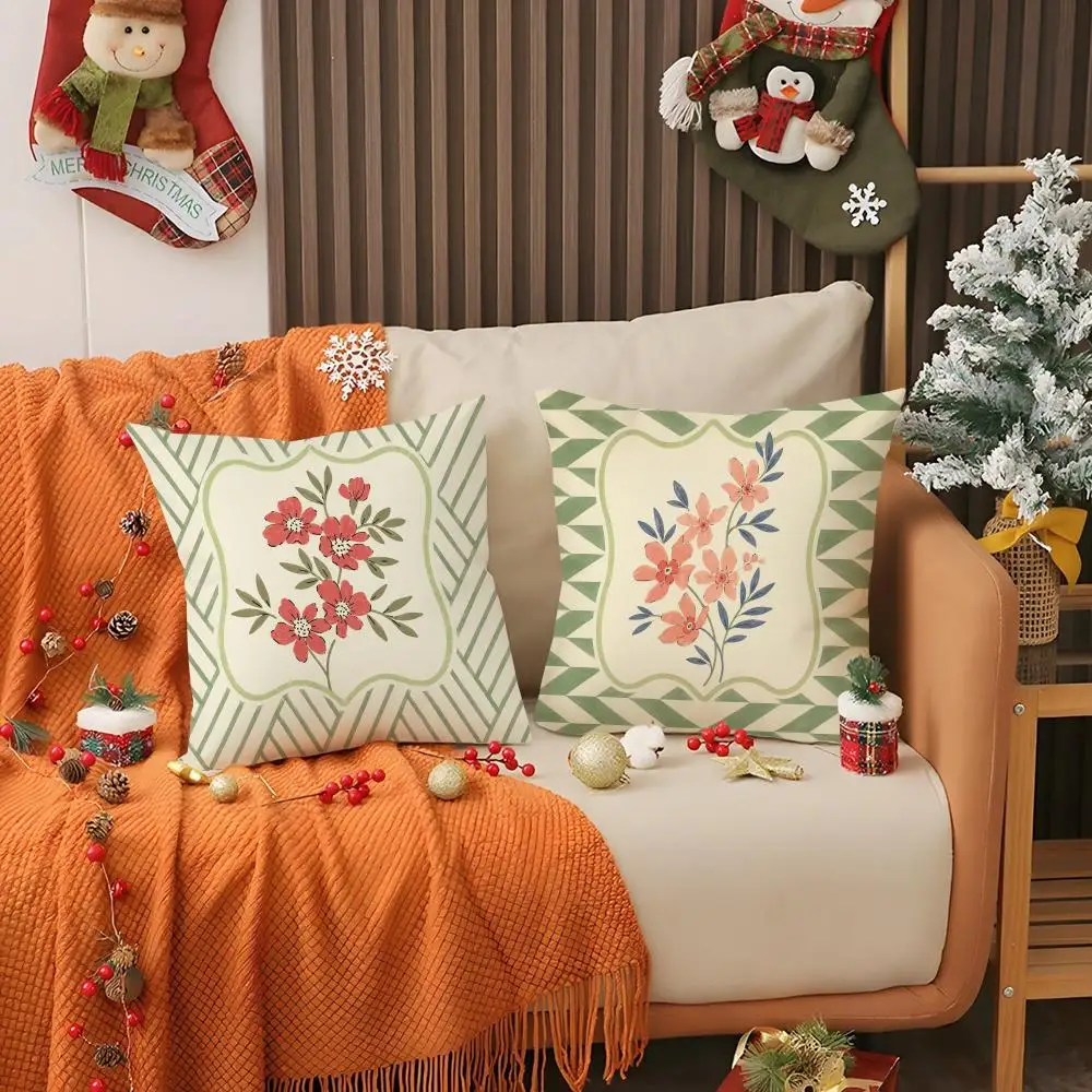Soft Framed Cottage Florals Cushion Cover Pillows Modern Home Decoration Living Room Pillow Covers Decorative Cushions Cover