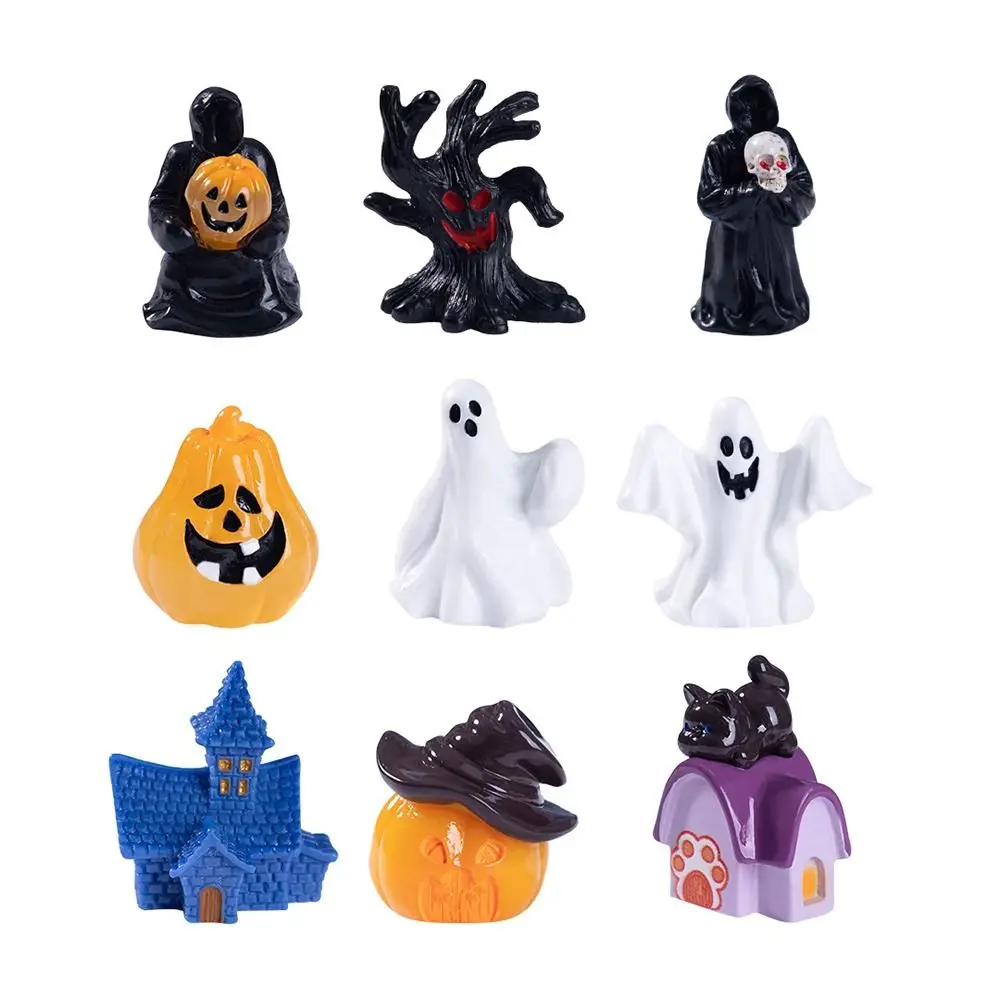 Multicolor Halloween Miniature Figurine Pumpkin Micro Landscape Cartoon Scary Rabbit Statue Pranky Prop Resin