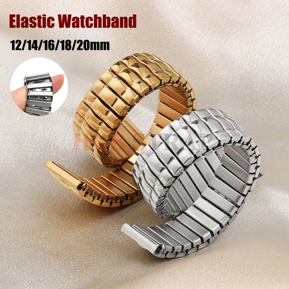 12/14/16/18/20 mm Stretch-Erweiterungs-Edelstahl-Uhrenarmband, universelles Armband, elastischer Metallgürtel für Männer und Frauen, Uhrenzubehör