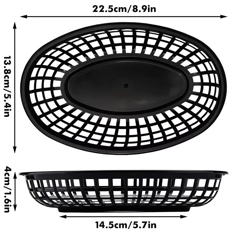 25/50Pcs Fast Food Baskets, Plastic Serving Tray for Deli Chicken Burgers Sandwiches Fries - Foodservice / Restaurant Supplies