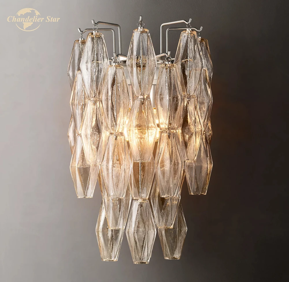 Modern LED Wall Lamps Lustre Chiara Clear Smoke Glass Sconce Decoration Living Room Bathroom Bedroom Lights Fixture