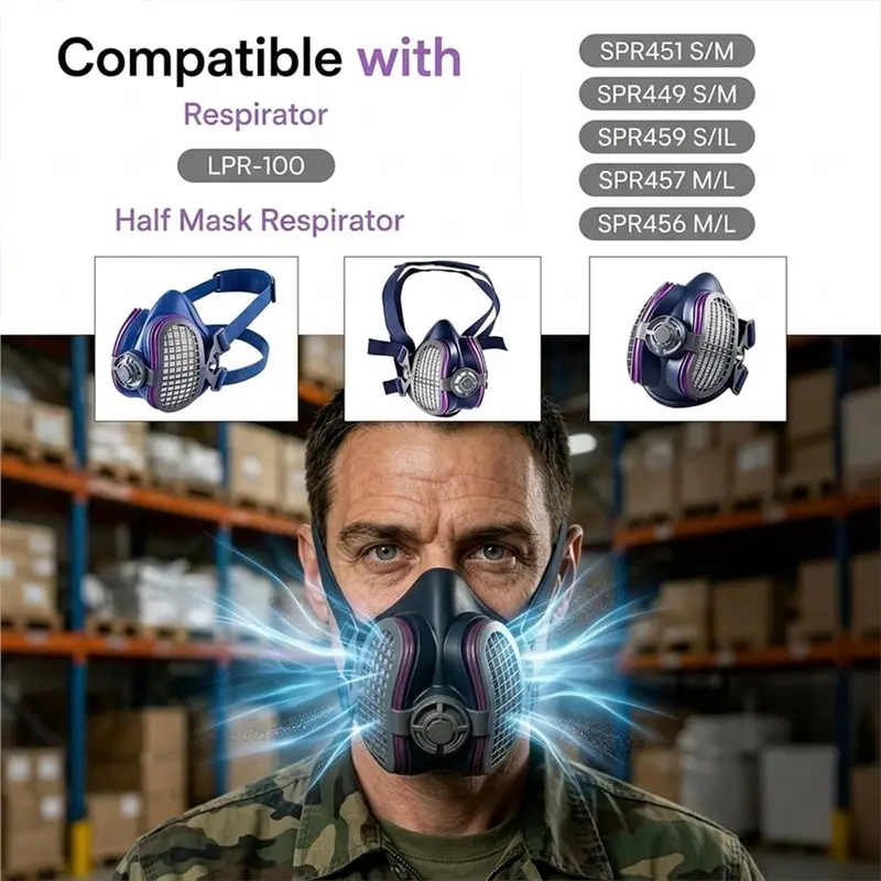 B27B 12Pack P100 Respirator Filters SPR321 Replacement For SPR451 SPR457 SPR449 SPR456,99.97% Efficiency For Welding & Dust