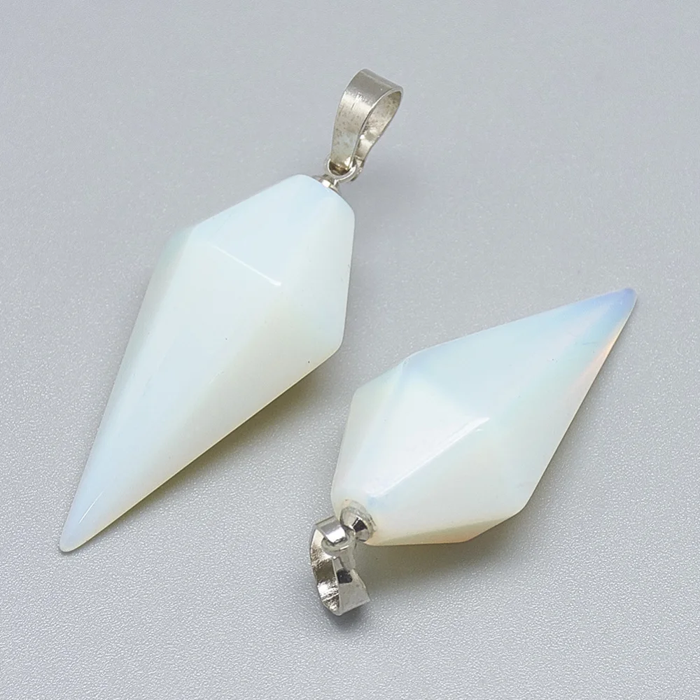 1 Pc Opalite Pendants with Platinum Tone Brass Findings Bicone Jewelry Making Charms for Women DIY Necklace Bracelet Earring