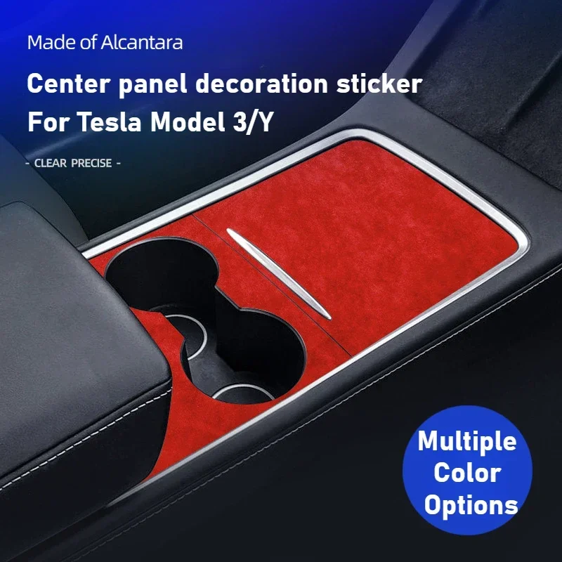 For Tesla Model 3 Y Suede Center Control Panel Trim Sticker Alcantara Protective Stickers Decorative Modify Car Accessories
