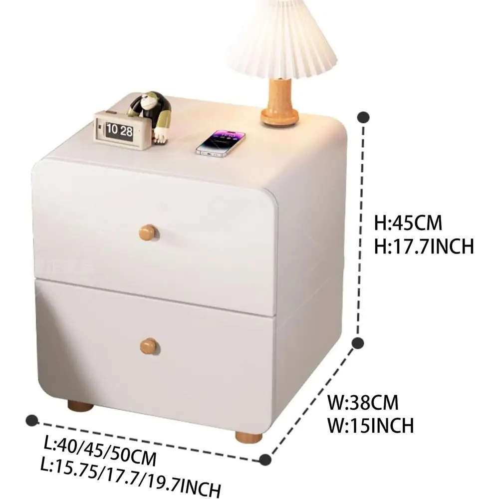 منضدة المزرعة الحديثة مع درجين، تصميم منحني ريفي، أبيض/رمادي، L50xW40xH45cm