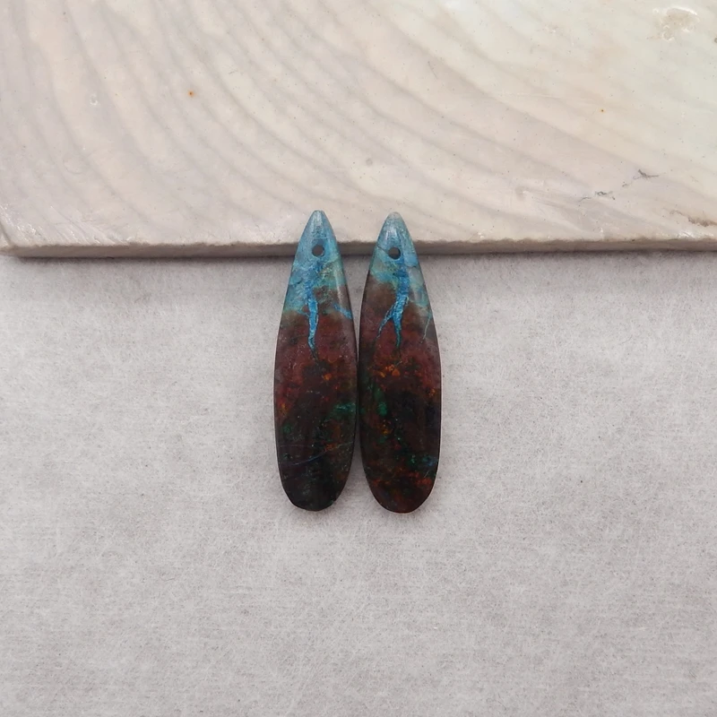 

Natural Stone Chrysocolla Earrings for Women, Beautiful Beads, Trendy Jewelry, Aaccessory, 2 Pairs