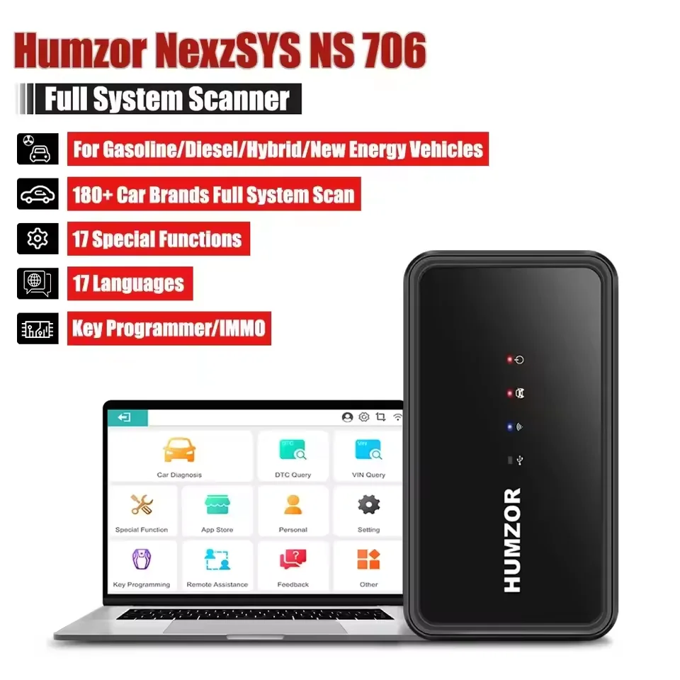 Humzor NexzSYS NS706 Full System OBD2 Scanner All Car Diagnostic Tool 17 Reset Service Auto ECU Key Programmer Tool For SAS CVT