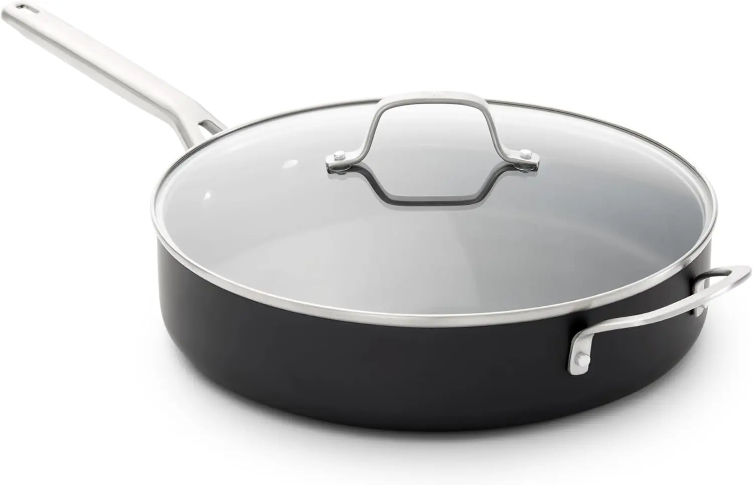

5-Qt Nonstick Saute Pan with Lid - Hard-Anodized Aluminum, Oven Safe, Dishwasher Safe for Home Cooking