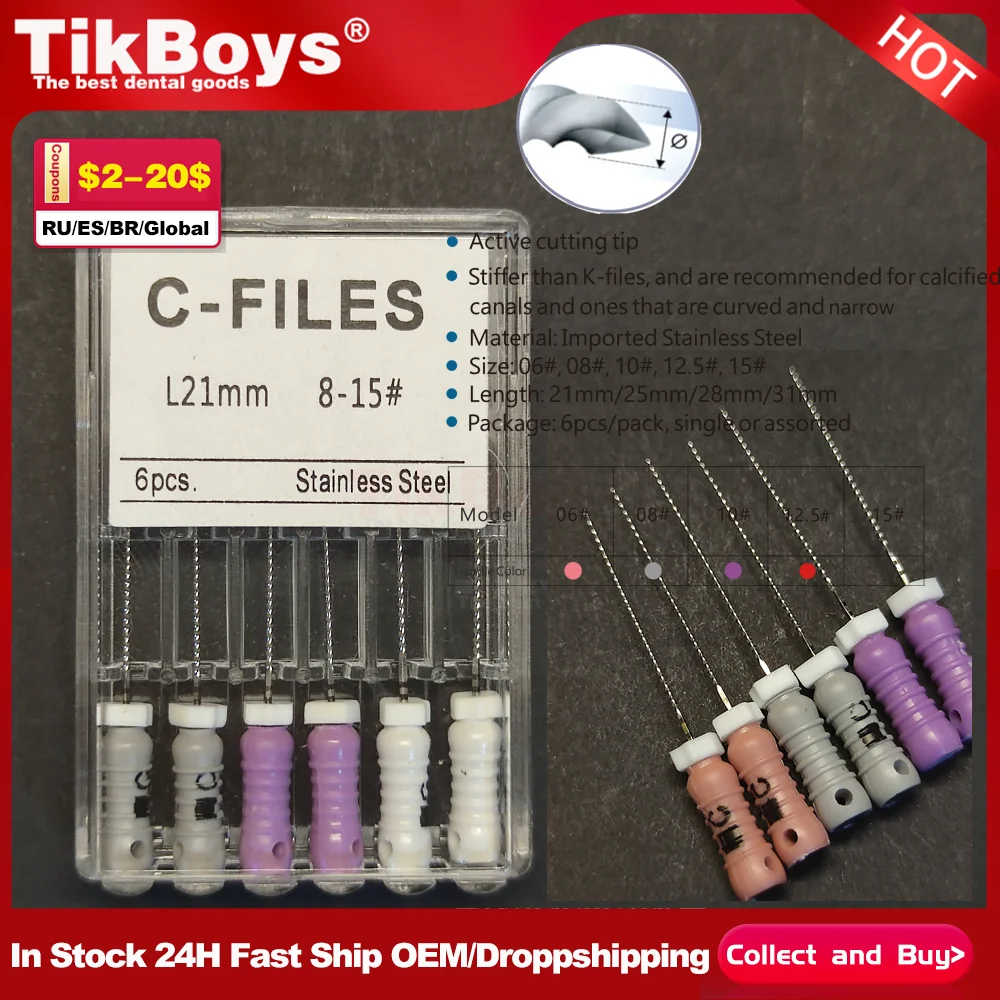 

Dental C+ Files Endodontic C-pilot Files Stainless Steel Ultrasonic Optional Sizes Used for Root Cleaning Dentaire Accessories