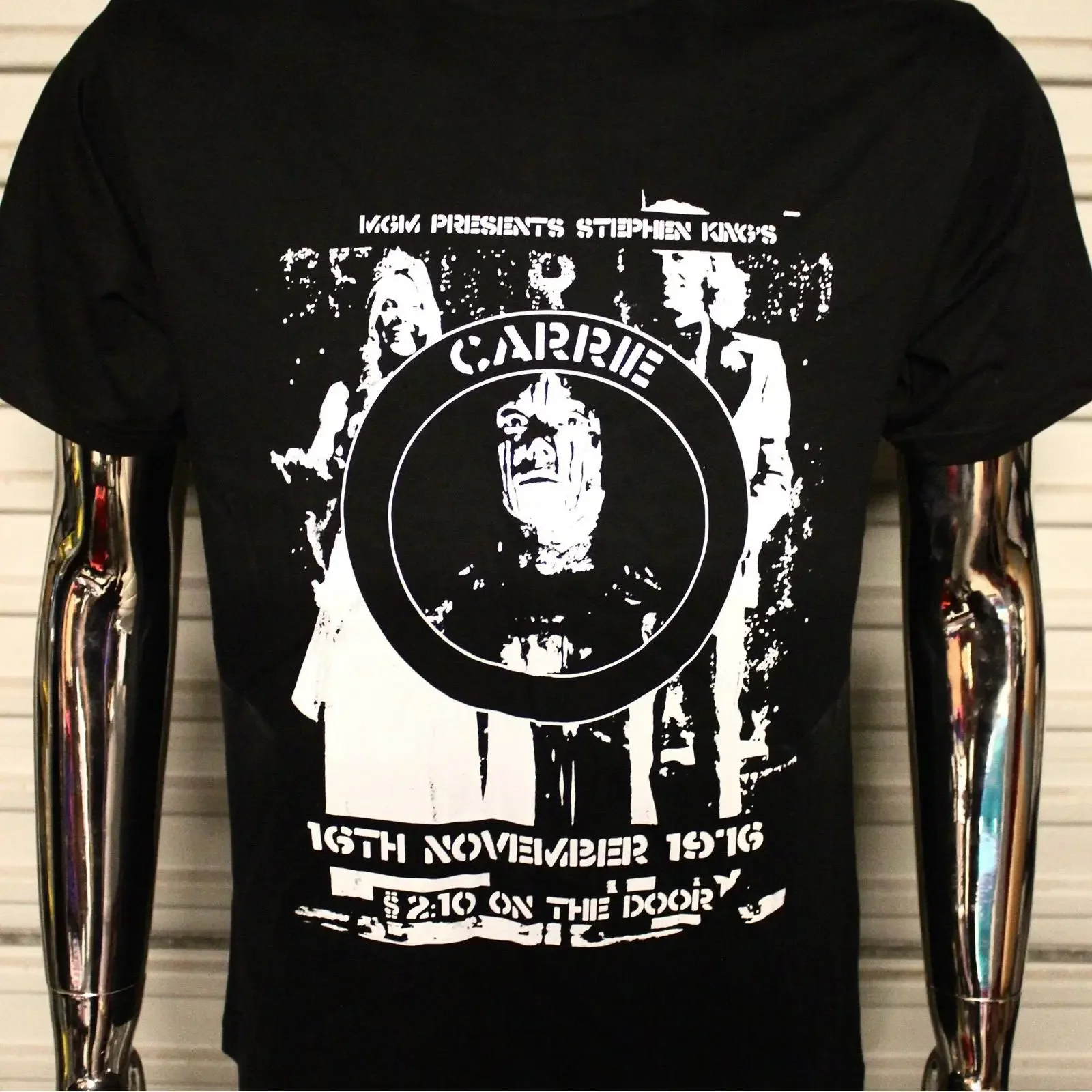 Carrie DIY punk flyer T shirt vintage Washed Versatile Stylish Casual Slightly designer clothes graphic Stretched streetwear