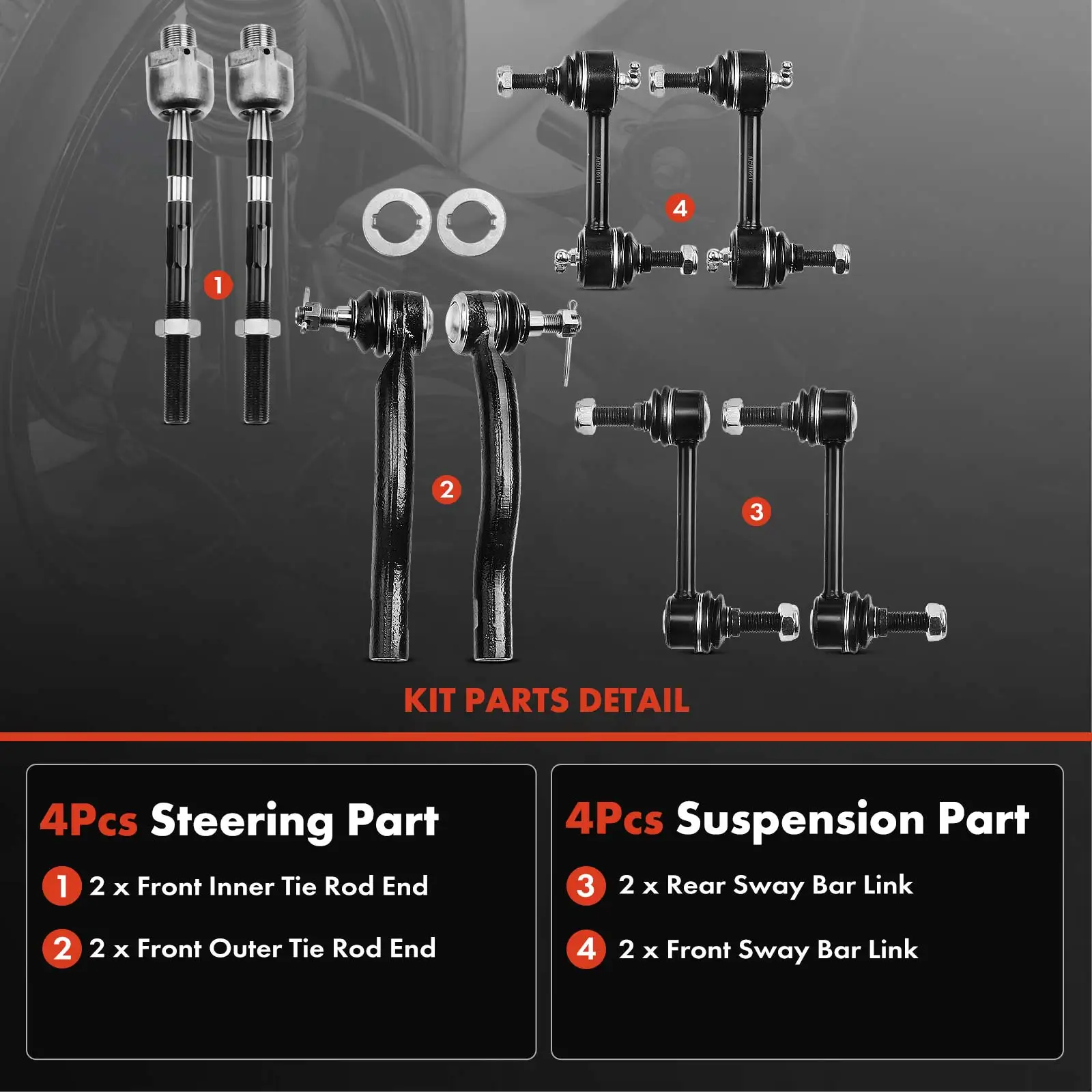 A-Premium 8x Front Stabilizer Bar Link & Tie Rod End for Ford Edge 2007-2010 Lincoln MKX 2007-2010