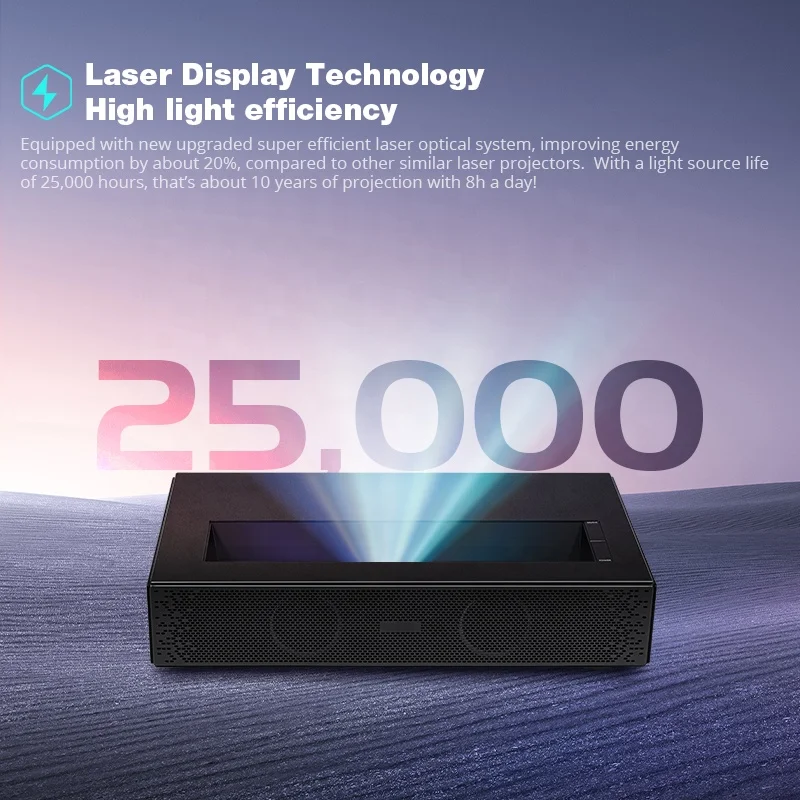 Hotack Hot Sale D068 6500 Lumens Smart Android TV Projector HD Home Theater Video Proyector Ultra Short Throw Laser Projector 4K view 4
