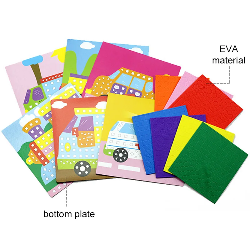 6/12pcs Mosaics Paintings DIY Foam Puzzles 3D EVA Sticker Airplane Car Spaceship Cat Dog Animal Cartoon Drawing Home Decor TMZ - view 4