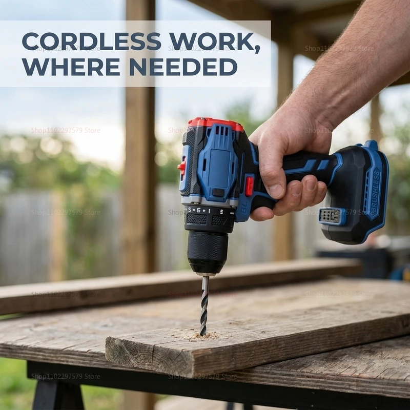 Brushless Electric Screwdriver 1/4 Inch 4000RPM Dual Speed Cordless Drill Battery for Home DIY Furniture Assembly and Repairs