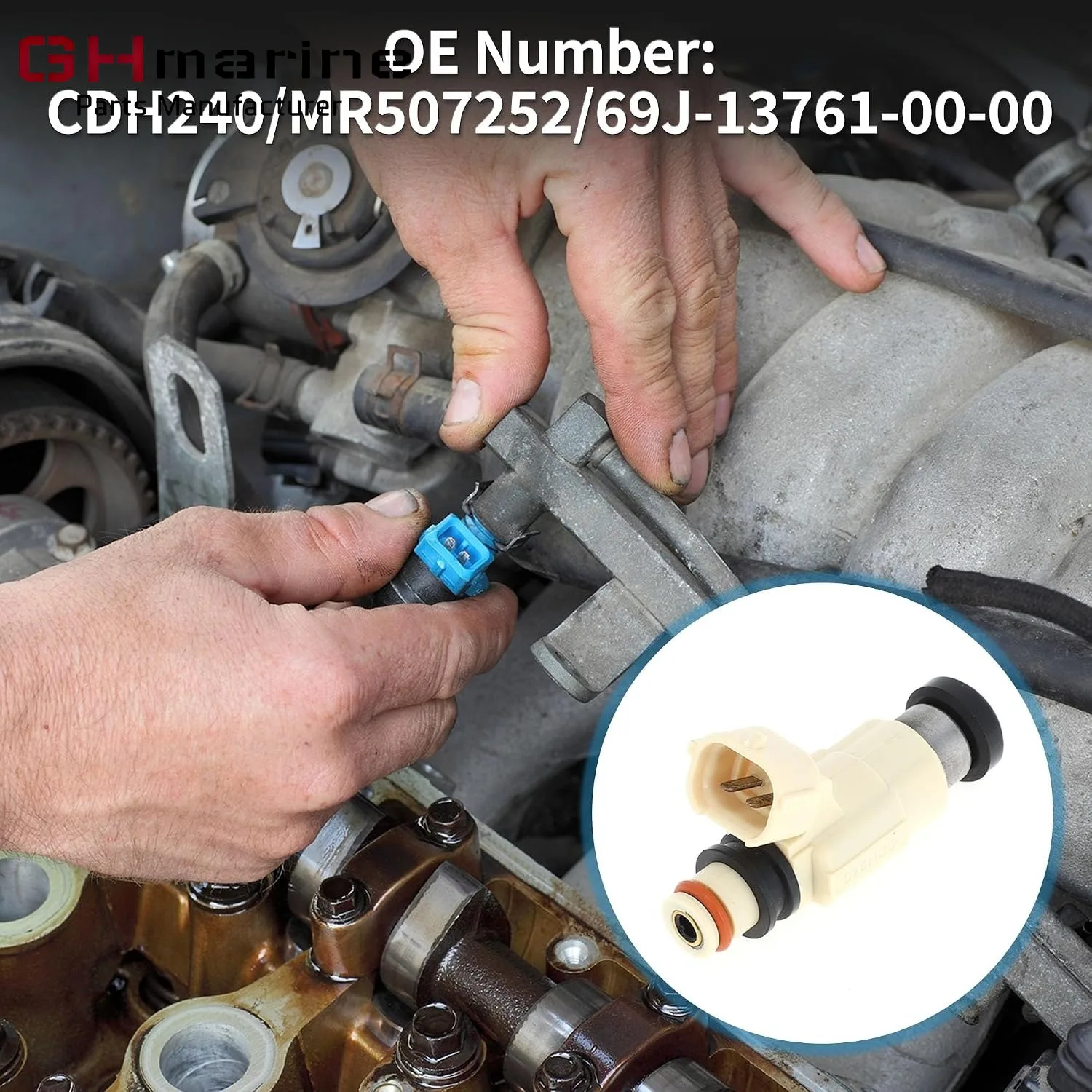4 Pcs Fuel Injector for Yamaha F200 F225  69J-13761-00 Galant DE ES 2.4 01-03 Flow Match MR507252 Fuel Nozzle Beige Automotive